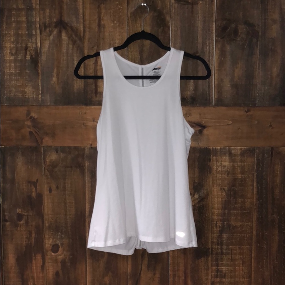 white athletic tank top